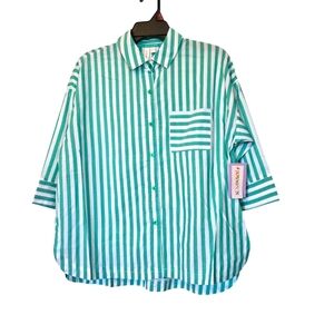 Joyspun Green And White Striped Pajama Set Small 4 To 6 NEW With Tags